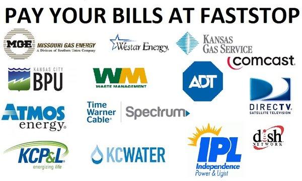 Pay Bills at Fast Stop
 (1-3 Day Posting) Bill Payments. 
 Instant Confirmation # Provided
 5a-10p - 7 Days a Week