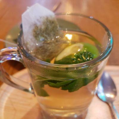 Yummm! Tea with fresh mint & lime.