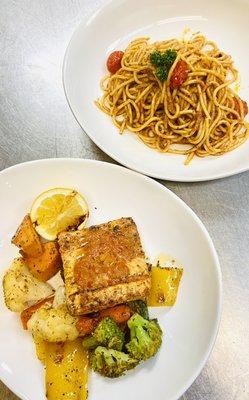 Grilled salmon and Mediterranean pasta !!!!