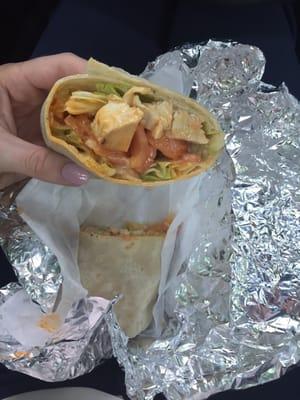 buffalo chicken wrap (w/grilled chicken, lettuce, tomato, buffalo sauce & blue cheese). $5.85