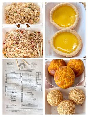 So good (･‿･) that we came back 3 days later. Shrimp Fried Rice, Pulled Pork Rice Noodles, Pineapple buns, Sesame Balls and Egg tarts.