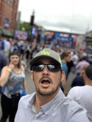 Having fun at the draft sporting y favorite colored GW hat.