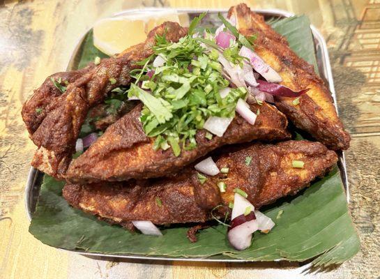 The KANYAKUMARI FISH FRY (deep fried, spiced Pomfret is highly recommended for seafood aficionados! Also the VANJARAM FISH FRY!