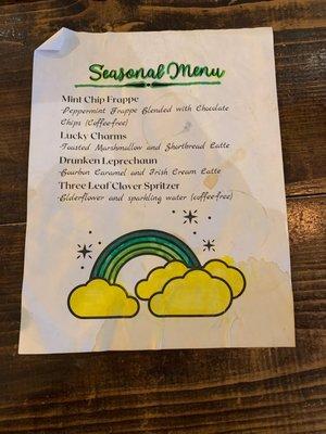 Seasonal Menu for March