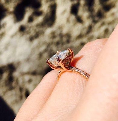 Here's a custom rose gold wedding ring they created for my wife, and she loves it