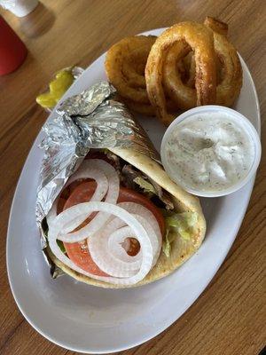 Gyro Wrap with onion rings