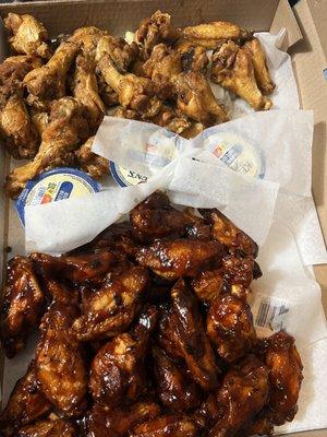 1/2 chiavetta and 1/2 BBQ wings