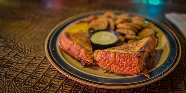 BBQ Grilled Cheese w/fried pickles