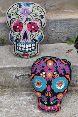 Day of the Dead Sugar Skull Pillows $42