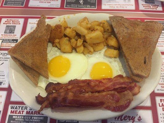 One of the specials. Two eggs, 4 bacon, toast, home fries.