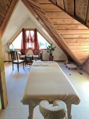 Reiki table in beautiful space with natural light