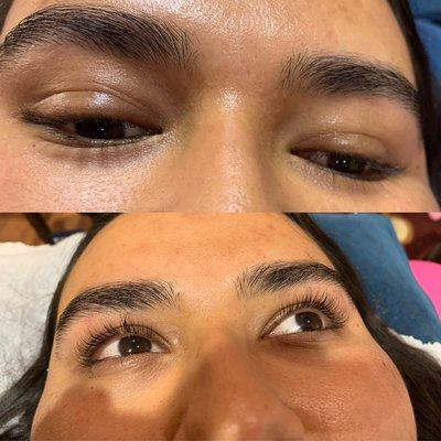 Before and after lash lift