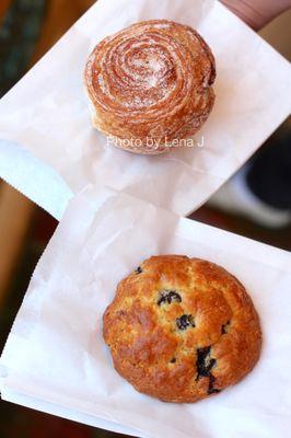 Morning Bun and Blueberry Scone