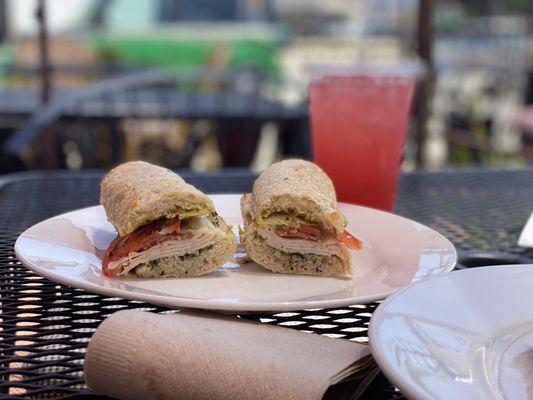 Turkey, Bacon, Avocado, Basil, Oil Sandwich