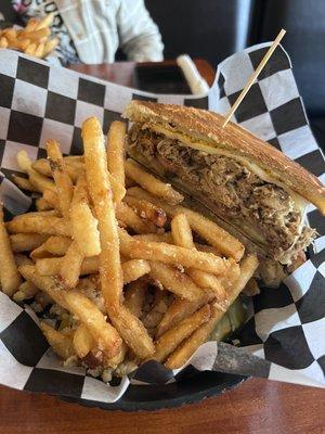 Good fries and Cuban sandwich very big and filling