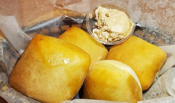 Yeast rolls with honey cinnamon butter!