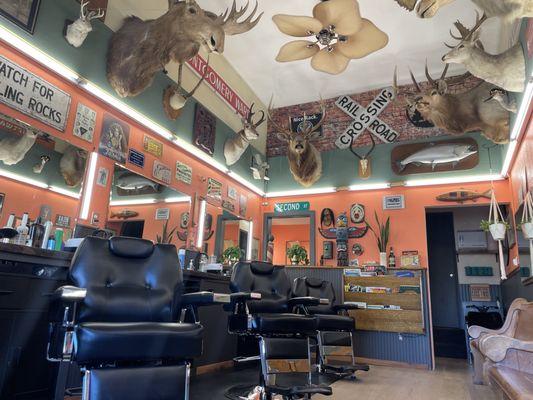 Check out the old school vibes and the taxidermy!