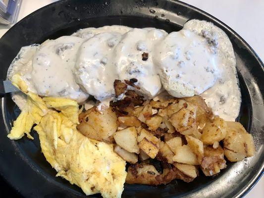 Biscuits & Gravy with eggs