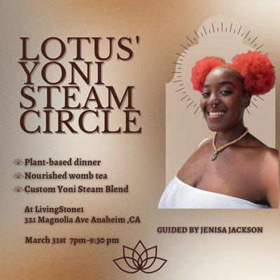 Yoni steam circle March 31st! Click website to book