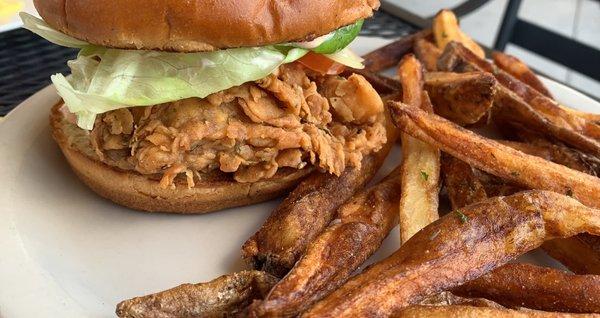 Spicy chicken sandwich x extra well done fries