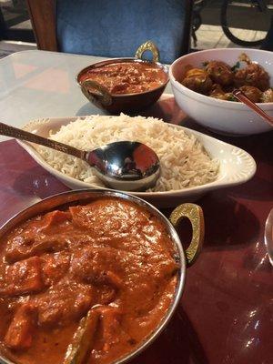 Karahi Paneer ( choose spicy level) and Chicken Makhani ( choose spicy level )