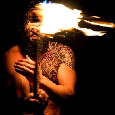 Joseph our #FireCEO sharing his passion for his culture & lighting up the night with the Samoan Fire Knife Dance!