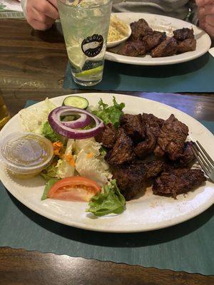 Steak tips and salad