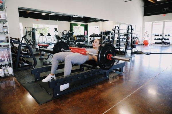 Glute workout on the glute builder bench during private training.