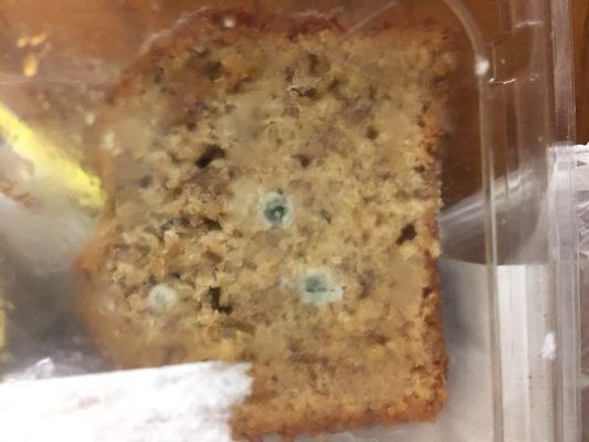 Moldy banana nut sliced cake, beware!