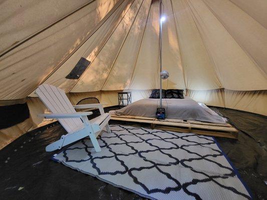 Inside one of our Glamping Tents