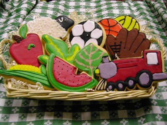 HAND DECORATED ICED COOKIE BASKET