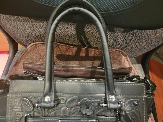 New leather handles on my Coach purse.  Note the nice rivets.