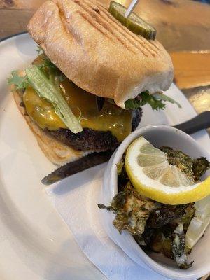 Bacon Jam Burger with Brussel Sprouts (appetizer style)