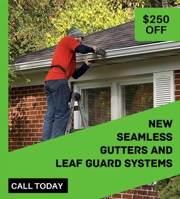 With the leaves falling and winter coming, now is a great time to upgrade your gutters and install leaf guard.