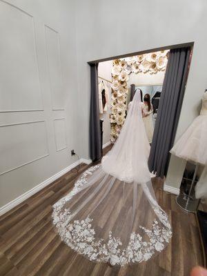 Custom made wedding dress & veil