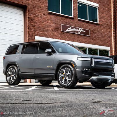 New Rivian R1S looking great with custom matte paint protection film wrap & Kavaca Ceramic IR window tint.