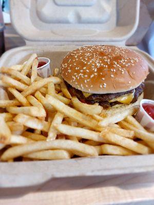 Double cheeseburger and fries