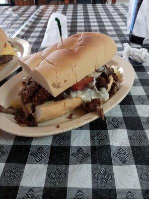 Half philly cheese poboy