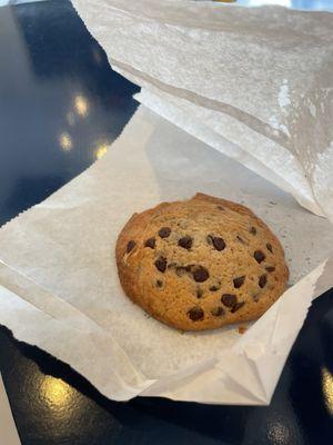 Warm chocolate chip cookie