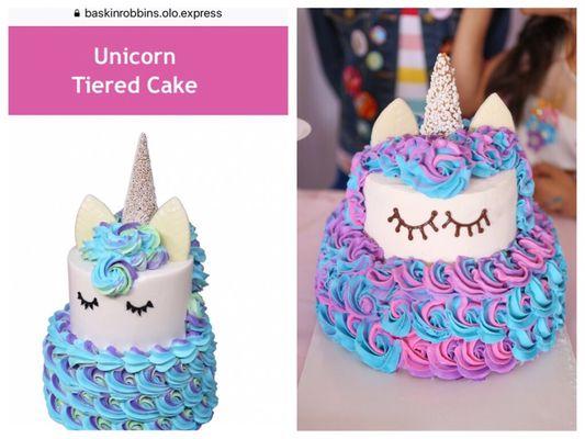 This unicorn cake looked so ugly compared to their online gallery picture. It didn't even look like a unicorn.