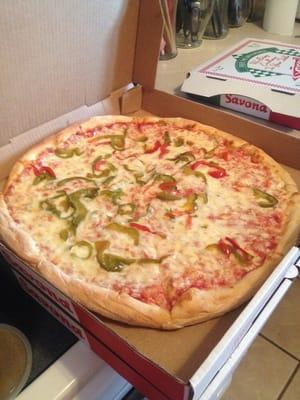 One large pizza with peppers