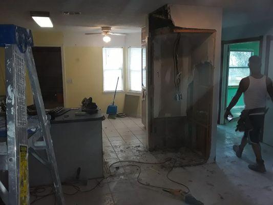 Kitchen wall removal open floor plan