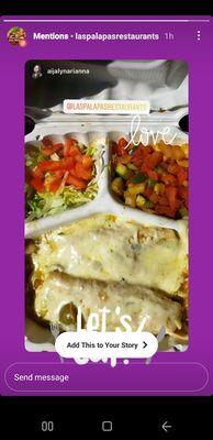 Veggie Enchiladas with Verde Sauce and veggies aand salad instead of rice and beans