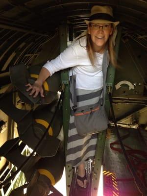 In the Bomb bay of B-17 Flying Fortress ; this plane is taking passengers this weekend at the tune of $450/30 minute ride.