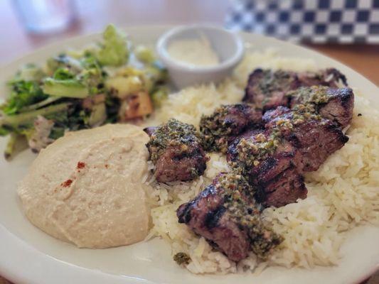 Beef Chimichiri Kabob Plate $17.99