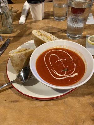 Tomato soup and grilled cheese