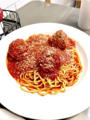 Great tasting spaghetti and meatballs!  Generous size meatballs.