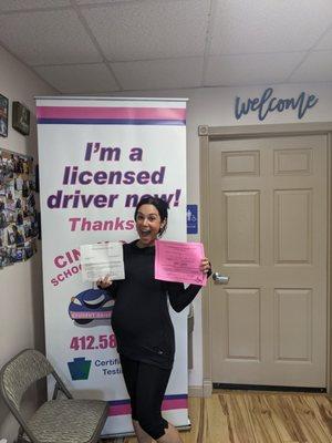 Students who have recently passed the PA driver's exam at Cindy Cohen School of Driving LLC.