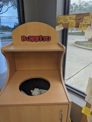 I don't know where you get a burrito trash can, but I want one!