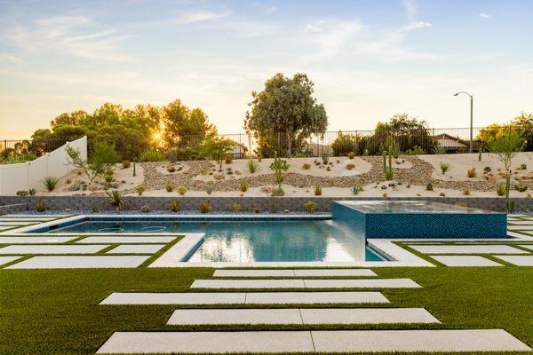 Modern Landscape Pool Designs! Everything from pool, turf, concrete, softscape and more!